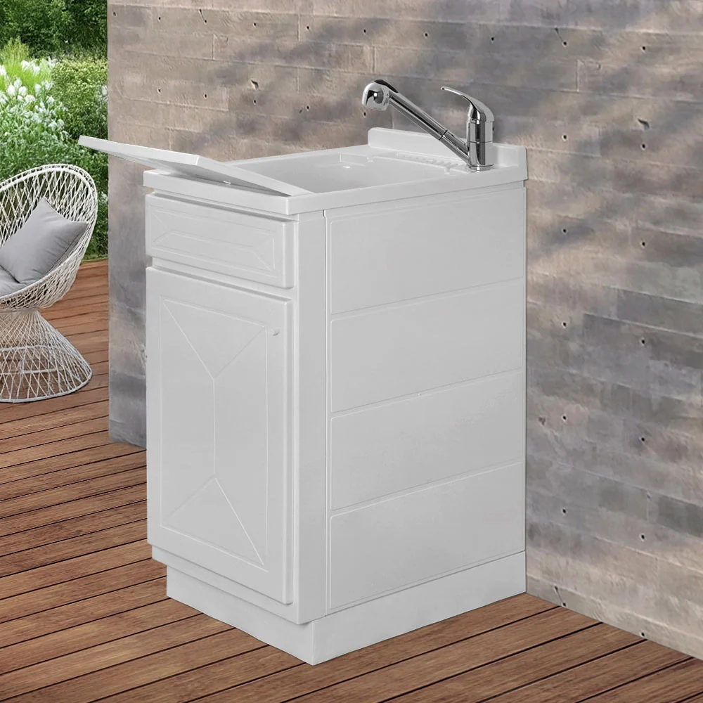 Mobile Lavatoio in Kit 45x60 cm con Vasca in Resina colore Bianco
