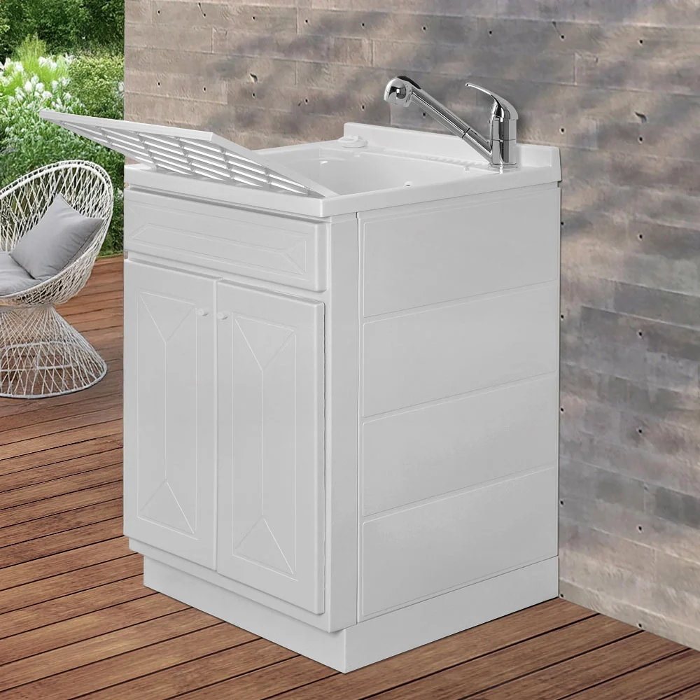 Mobile Lavatoio in Kit 60x60 cm con Vasca colore Bianco in Resina