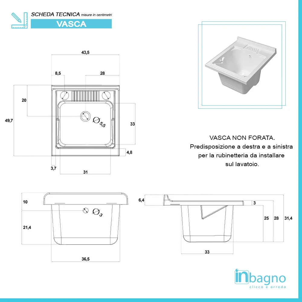 Mobile Lavatoio in Kit bianco 45x50 cm  completo di asse lavapanni - Image 5