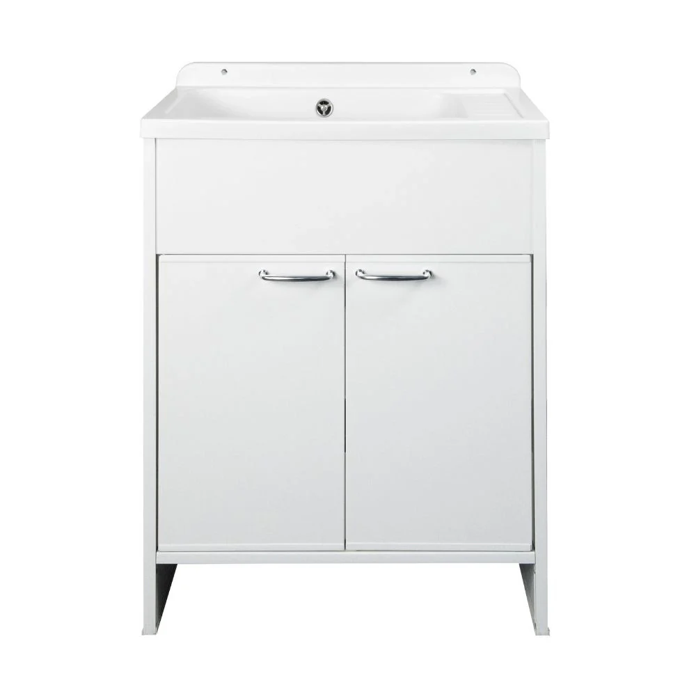 Mobile Lavatoio salvaspazio 58x38 cm in PVC bianco 2 ante Platone - Image 2