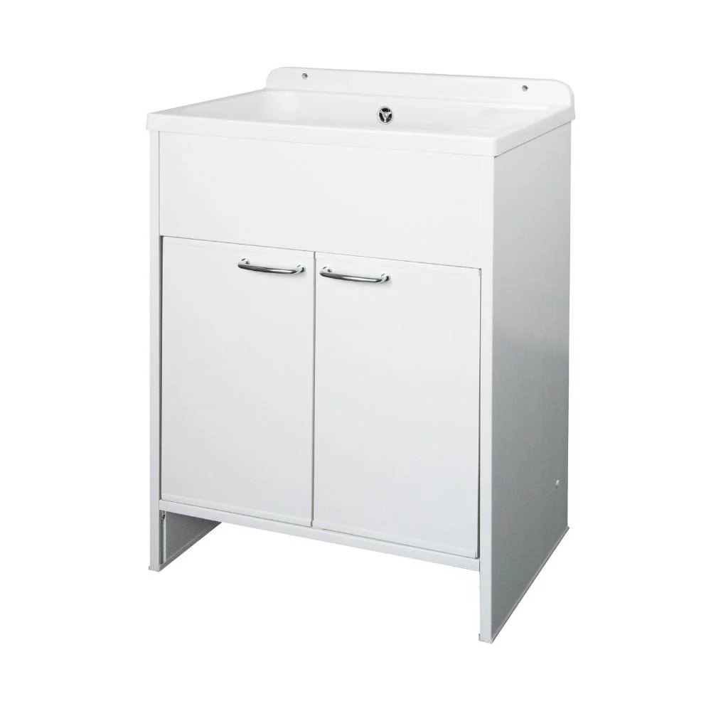 Mobile Lavatoio salvaspazio 58x38 cm in PVC bianco 2 ante Platone - Image 3