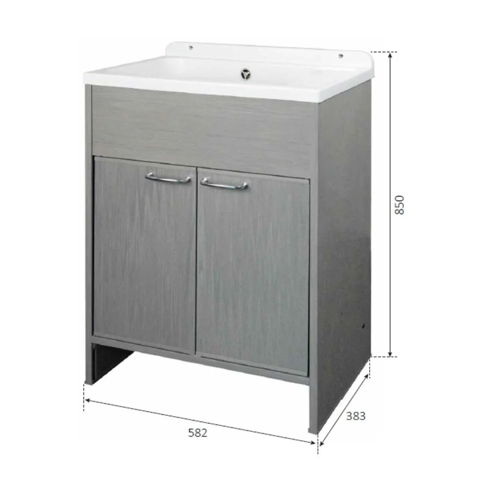 Mobile Lavatoio salvaspazio 58x38 cm in PVC bianco 2 ante Platone - Image 4