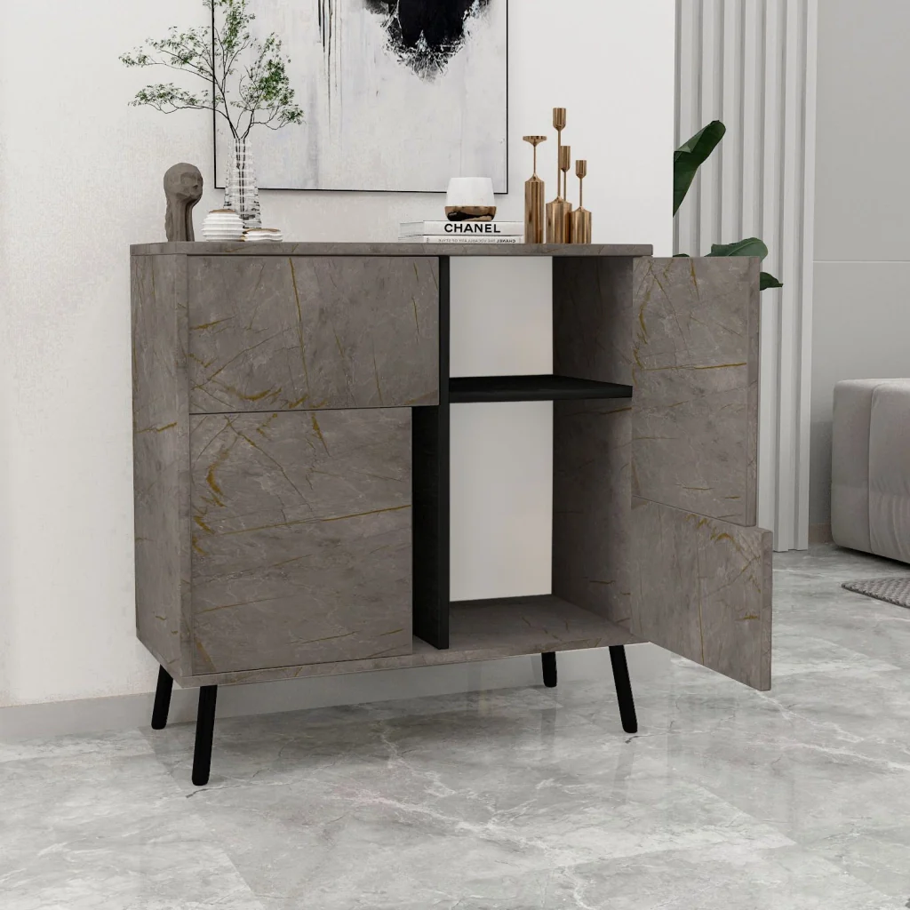 Mobile multiuso in legno "Darien" - 76,5 x 35 x 79,5 cm - Marmo - Image 4