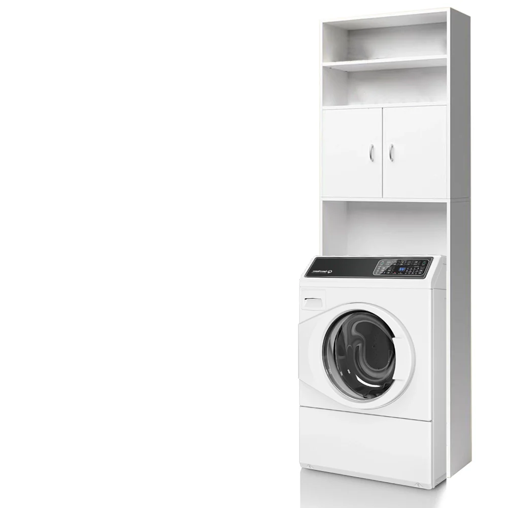 Mobile per Lavatrice Mobiletto da Bagno Armadio 2 Ante e 2 Ripiani 63x20x185cm - Image 6