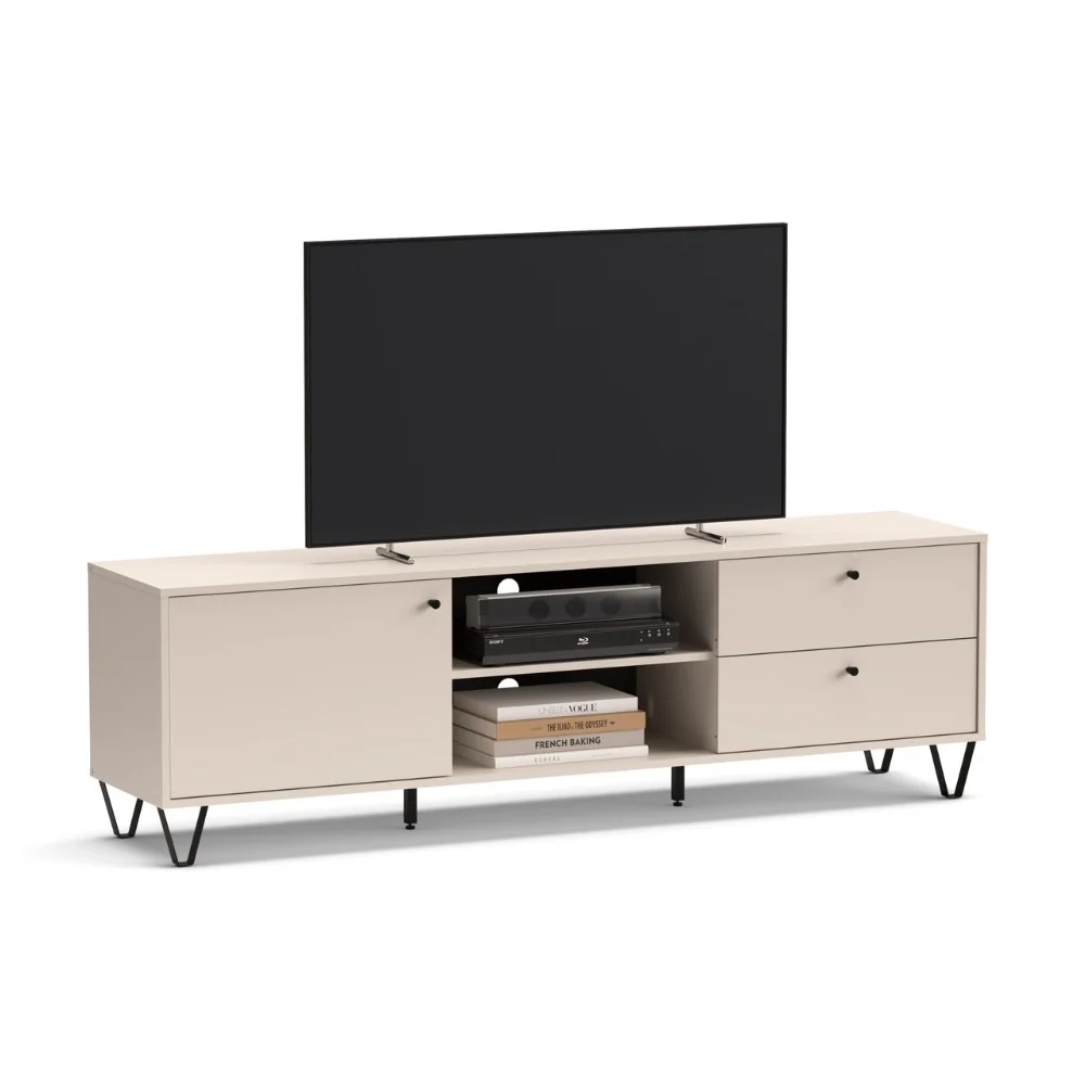 Porta TV Aldo1 con 2 cassetti un'anta e due vani a giorno colore cashemere - Image 2