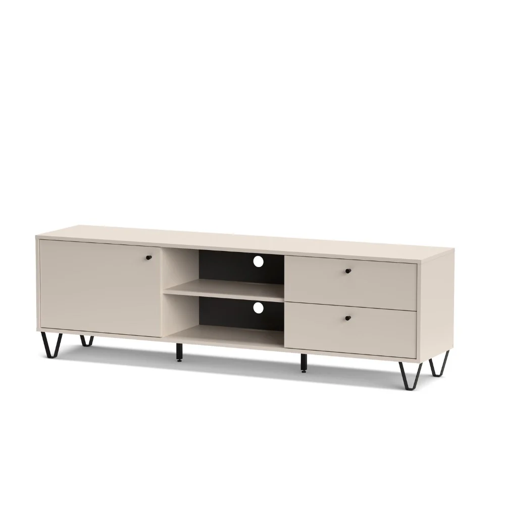 Porta TV Aldo1 con 2 cassetti un'anta e due vani a giorno colore cashemere - Image 6