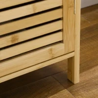 Mobile Scarpiera a 8 Ripiani su 3 Livelli con Maniglie, in Bambù, 100x35x80 cm, color Legno - Image 9