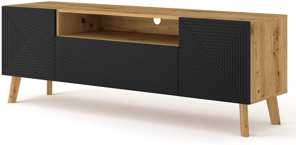 MOBILE TV PORTA TV STAND TV SOGGIORNO LUXI  160x42x56cm ROVERE NERO OPACO