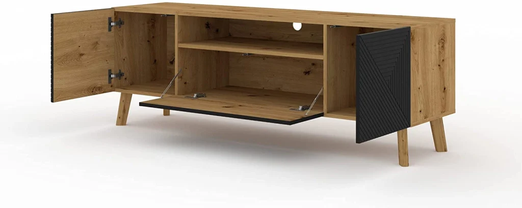 MOBILE TV PORTA TV STAND TV SOGGIORNO LUXI  160x42x56cm ROVERE NERO OPACO - Image 2