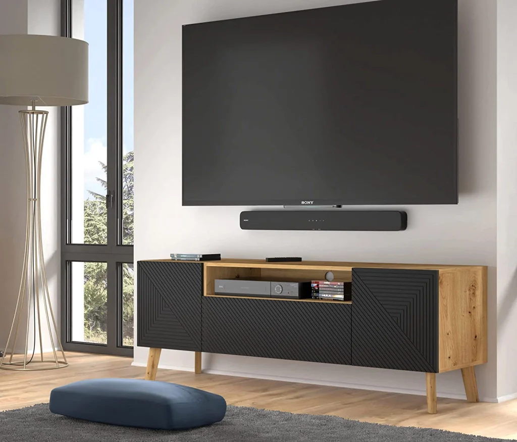 MOBILE TV PORTA TV STAND TV SOGGIORNO LUXI  160x42x56cm ROVERE NERO OPACO - Image 6