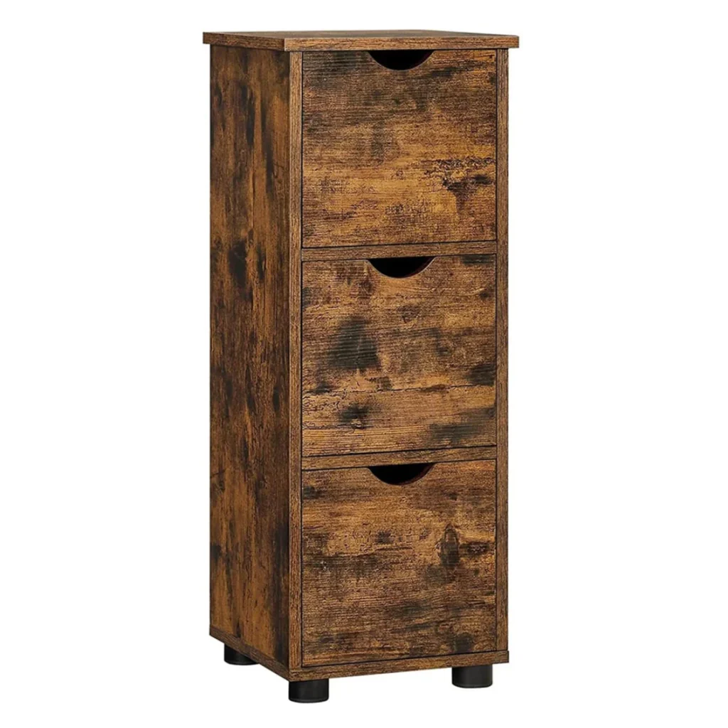 Mobiletto da bagno mobile contenitore torre con 3 cassetti armadio a 3 ripiani colonna 30 x 30 x 80 cm per bagno soggiorno camera da letto cucina marrone 12_0006468