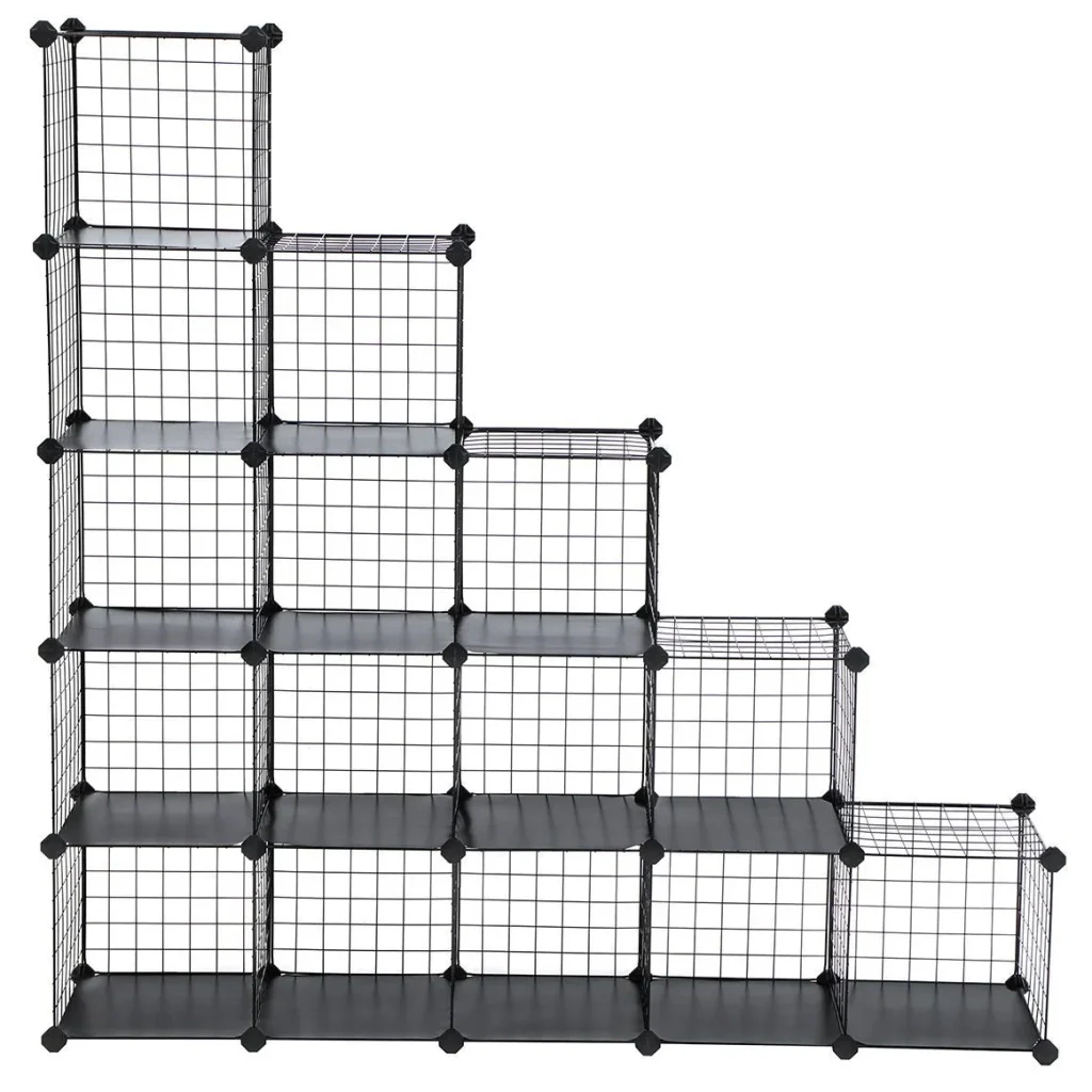 Mobiletto portaoggetti con 4 ripiani e 4 file di ripiani in rete grande capacità martello di gomma incluso dimensioni 123 x 31 x 123 cm nero 12_0003992 - Image 2