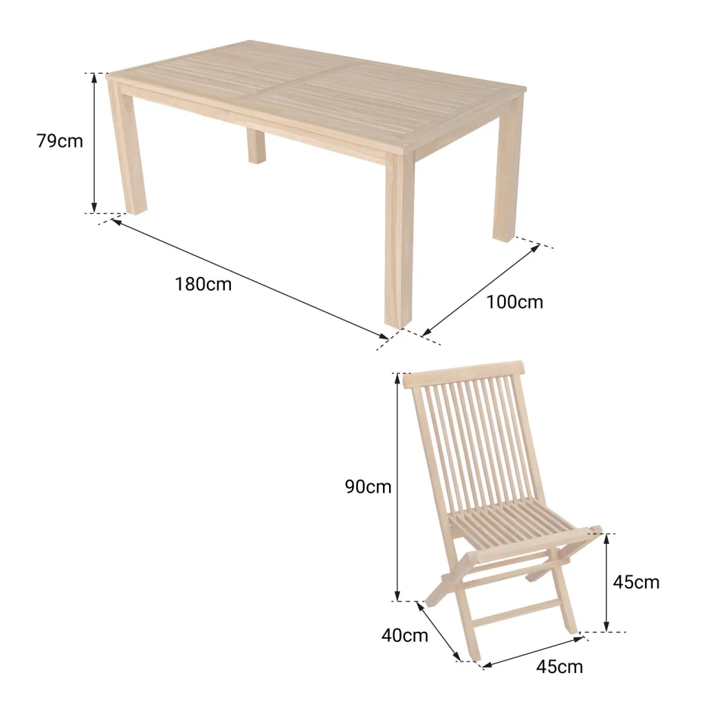 Mobili da giardino in teak JAVA - tavolo rettangolare e sedie pieghevoli - 8 posti a sedere - Image 4