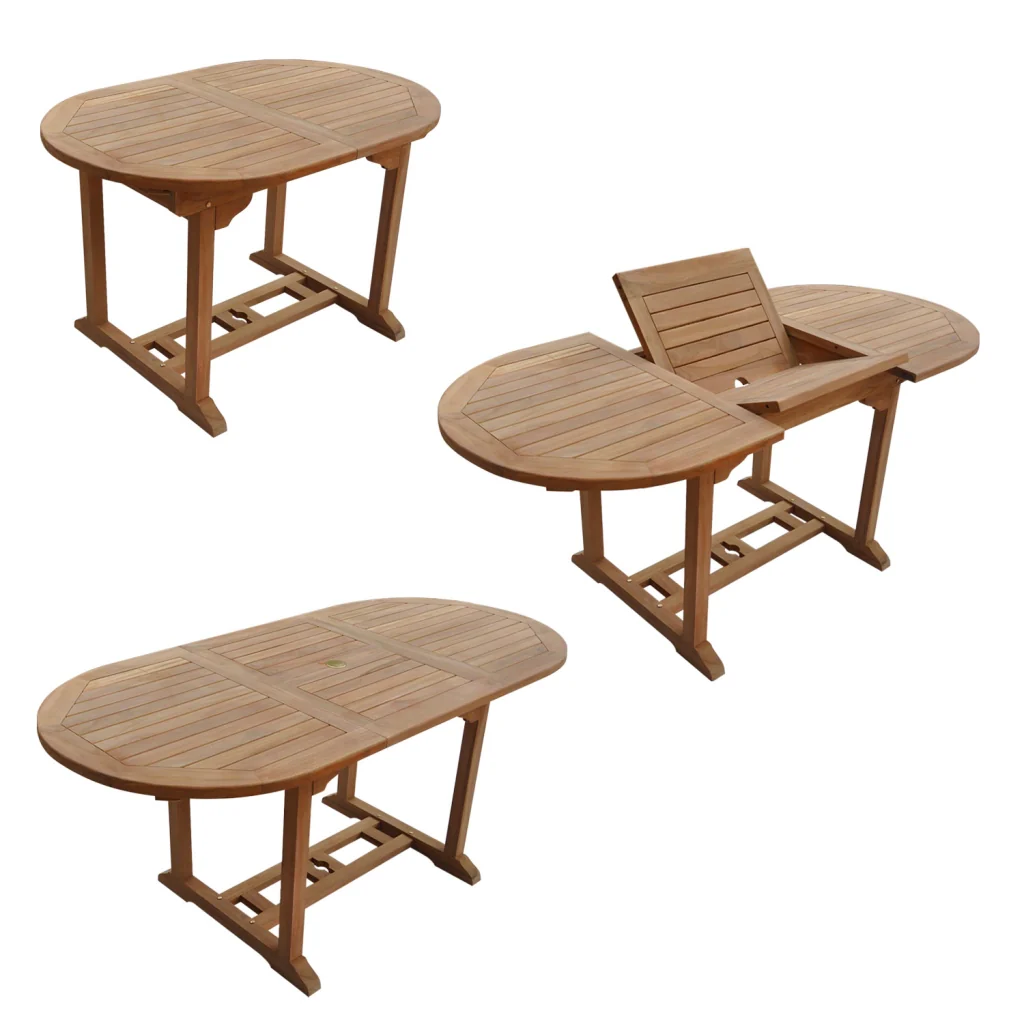 Mobili da giardino in teak LOMBOK - tavolo ovale allungabile - 6 posti a sedere - Image 2