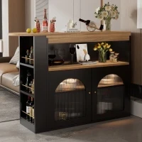 Moderno tavolo da bar allungabile, con spazio di stoccaggio, Rotabile, 138-193×39×105 cm, Nero - Image 5
