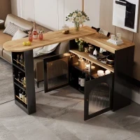 Moderno tavolo da bar allungabile, con spazio di stoccaggio, Rotabile, 138-193×39×105 cm, Nero - Image 6