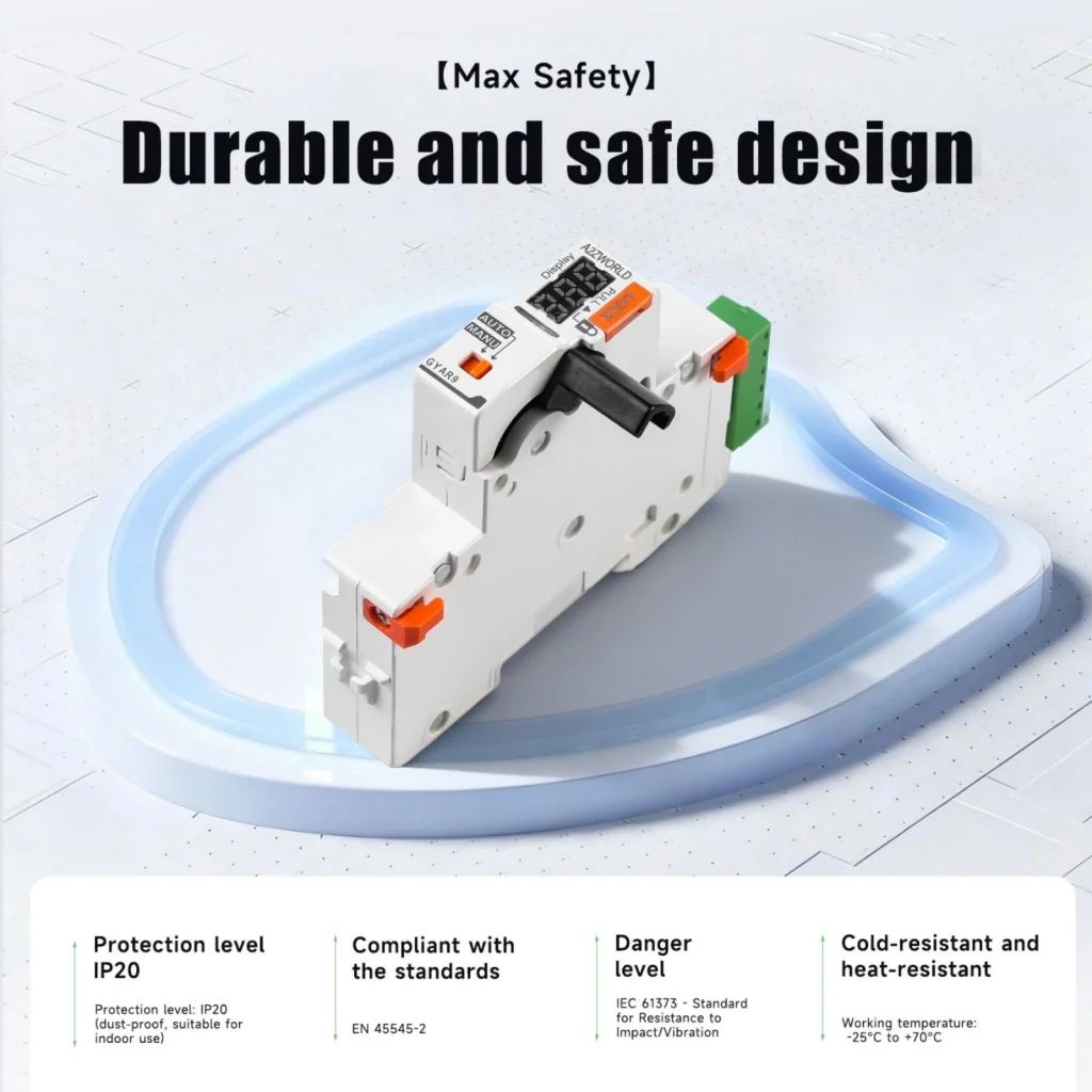 Modulo di Riarmo Automatico, 220V 1 Modulo DIN, 3 Tentativi (10s/60s/300s), Contatti Puliti NO per Comando Remoto, Compatibile con Serie PR8NM/PB8H/PN8H/PL8HM/PL8M2 - Image 3