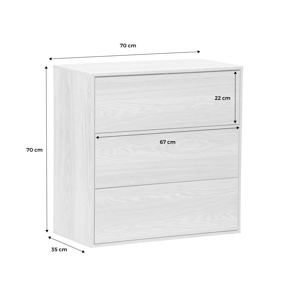 Modulo di stoccaggio decorativo in legno 3 cassetti, noce - Image 5