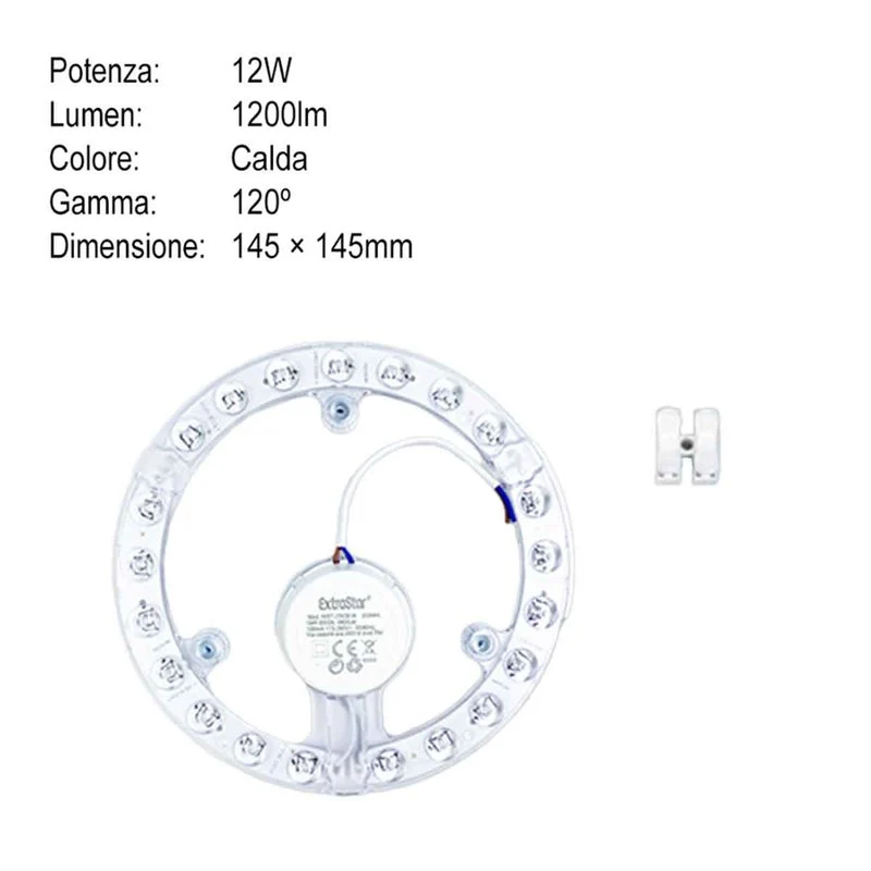 Modulo LED per Plafoniera ad Anello 12W 1200lm Luce Calda 3000K Alta Qualità CRI IP20 Diametro 145mm - Image 4