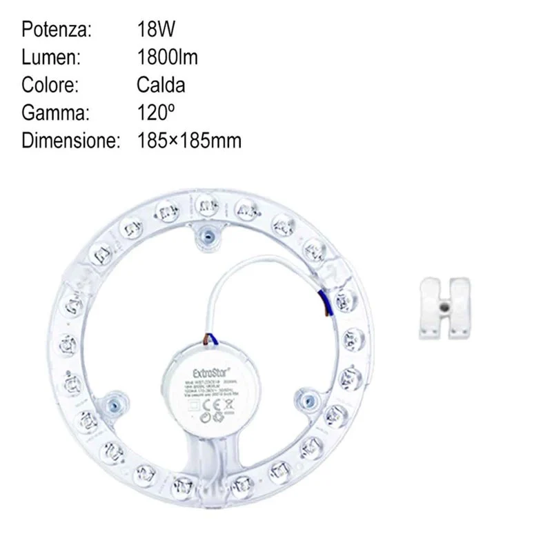 Modulo LED per Plafoniera ad Anello 18W 1800lm Luce Calda 3000K Alta Qualità CRI IP20 Diametro 185mm - Image 3