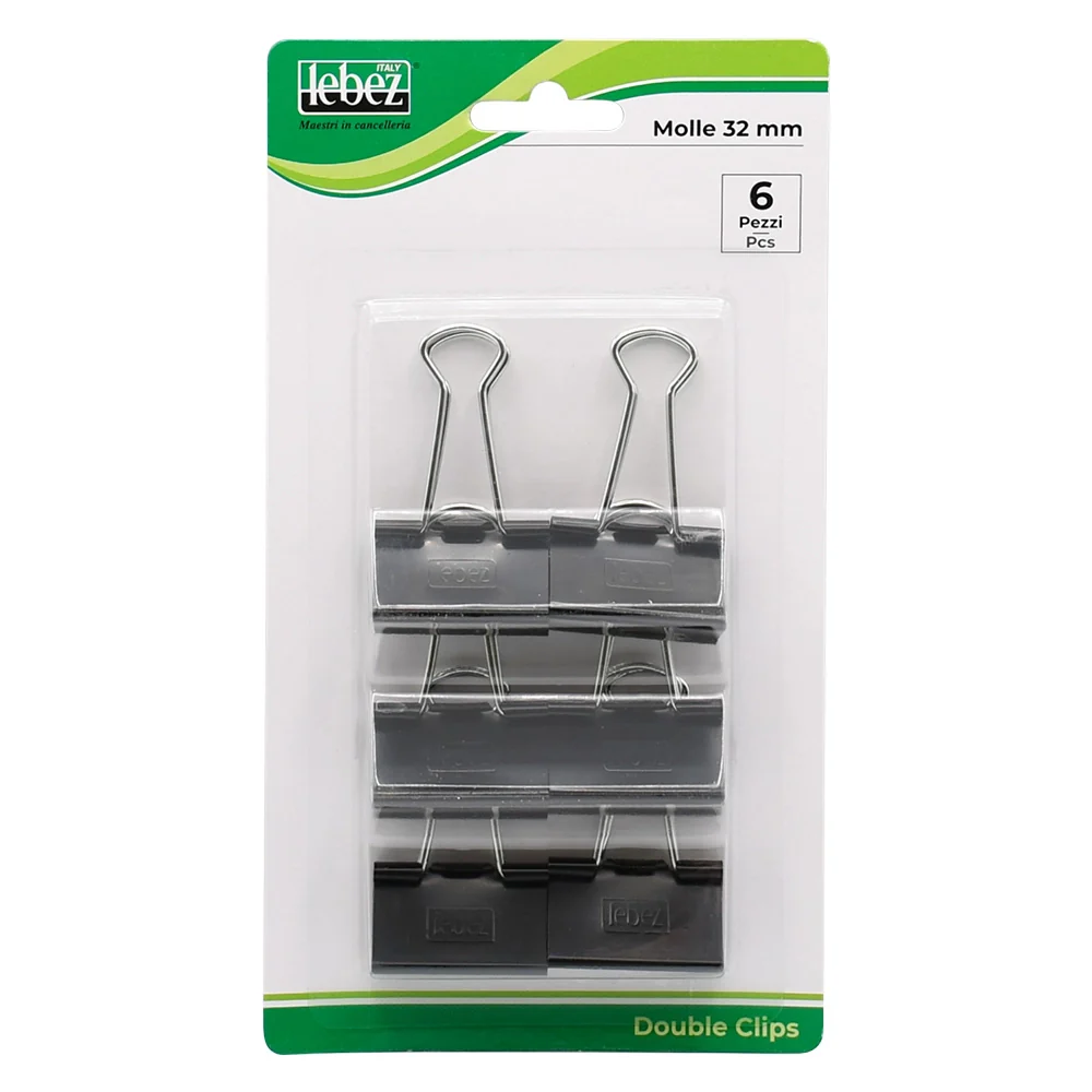 MOLLA FERMACARTE 'DOUBLE CLIP' mm 32 - pezzi 6- 24 blister  - LEBEZ