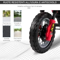 Moto Elettrica per Bambini 3-6 Anni in Plastica PP con Ruote di Supporto, Fari e Musica, 102x53x66 cm, Rosso e Nero - Image 6