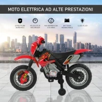 Moto Elettrica per Bambini 3-6 Anni in Plastica PP con Ruote di Supporto, Fari e Musica, 102x53x66 cm, Rosso e Nero - Image 7