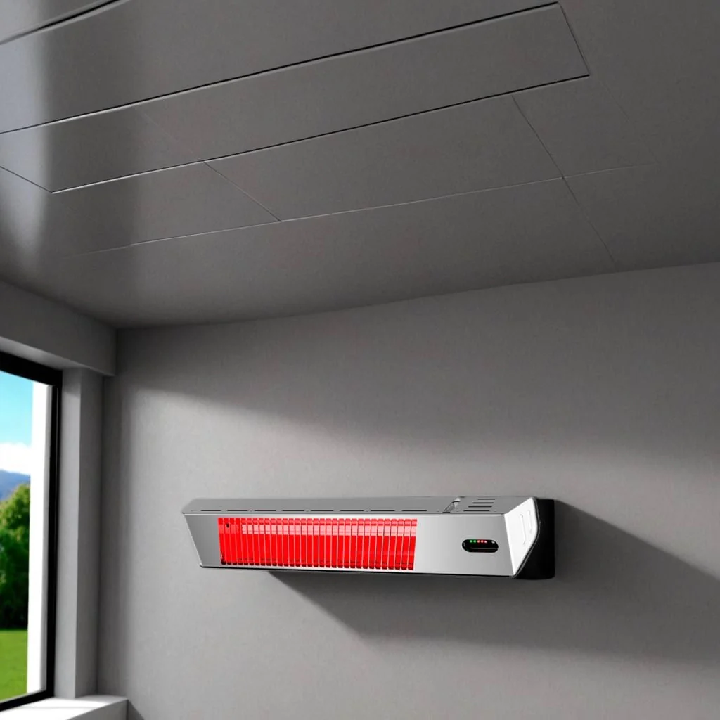 Mpc Malaga 2000w Riscaldatore Elettrico Infrarossi Da 2000w Regolabile Grigio Riscaldante Da Interno a Onda Corta a Ira e Telecomando Design Elegante Griglia a Protezione e Display a Led - Image 4