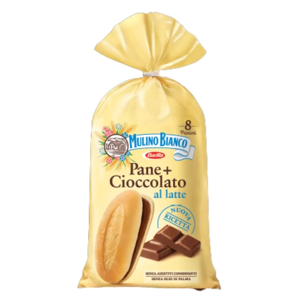 Mulino bianco pane+cioccolato al latte confezione 8 panini 300 grammi totali