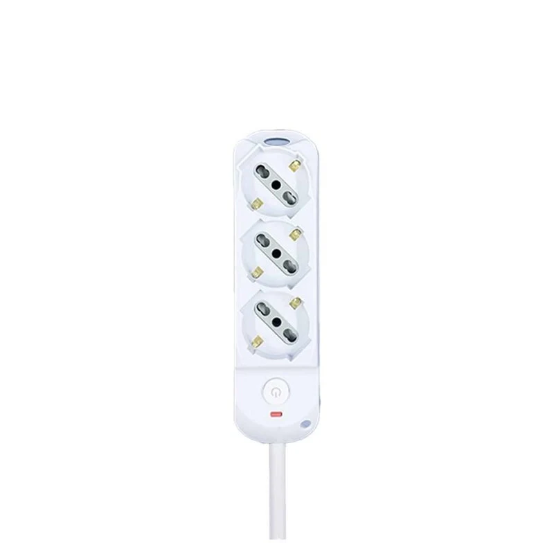 Multipresa Ciabatta Elettrica a 3 Posti 3 Prese Bipasso Schuko 10A/16A con Interruttore e Spina 10A Cavo 1.5 metri Bianco - Image 2
