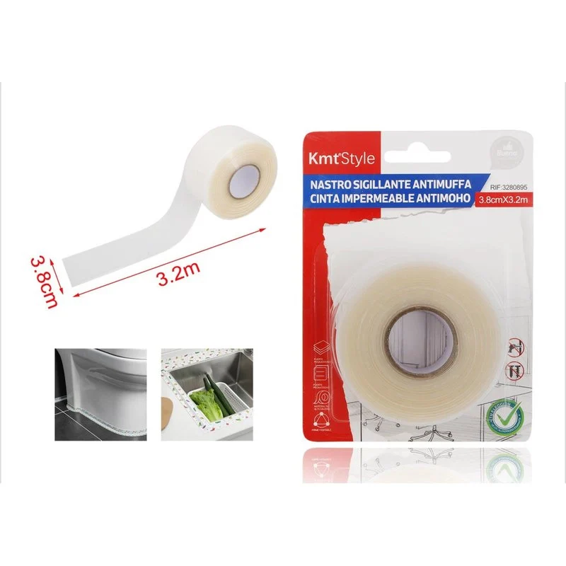 Nastro Adesivo Sigillante Antimuffa 38mm X 320cm Trasparente - Image 3