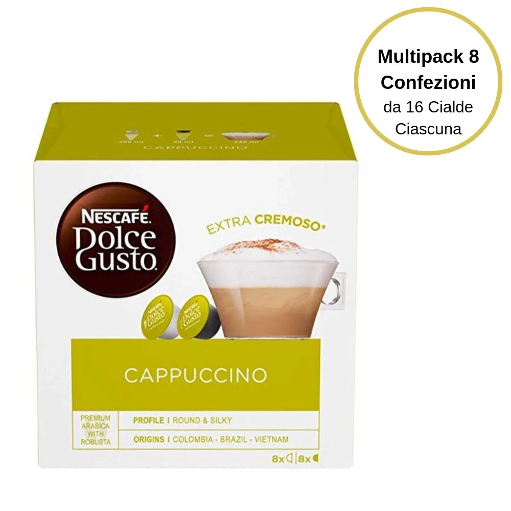 Nescafe' dolce gusto cappuccino caffe' in capsule multipack 8 confezioni da 16 capsule ciascuna