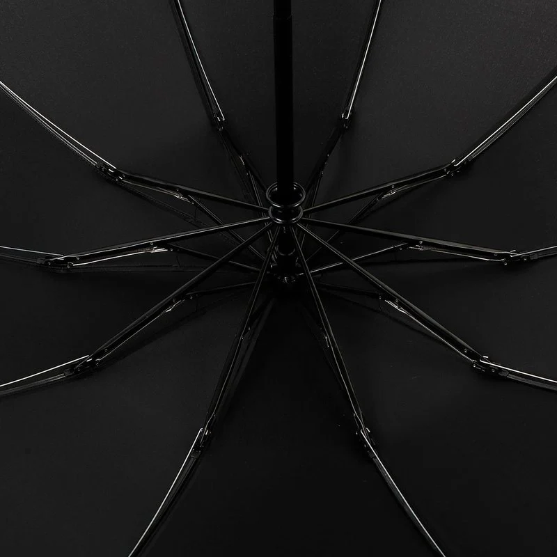 Ombrello Inverso Antivento 3 Pieghe 10 Stecche Teflon 210T 105cm Apertura e Chiusura Automatico Nero Classico - Image 2