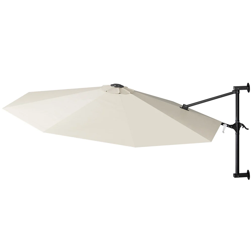 Ombrellone a muro 300 cm Parasole Parete Struttura Metallo Gazebo Air Vent Beige - Image 3