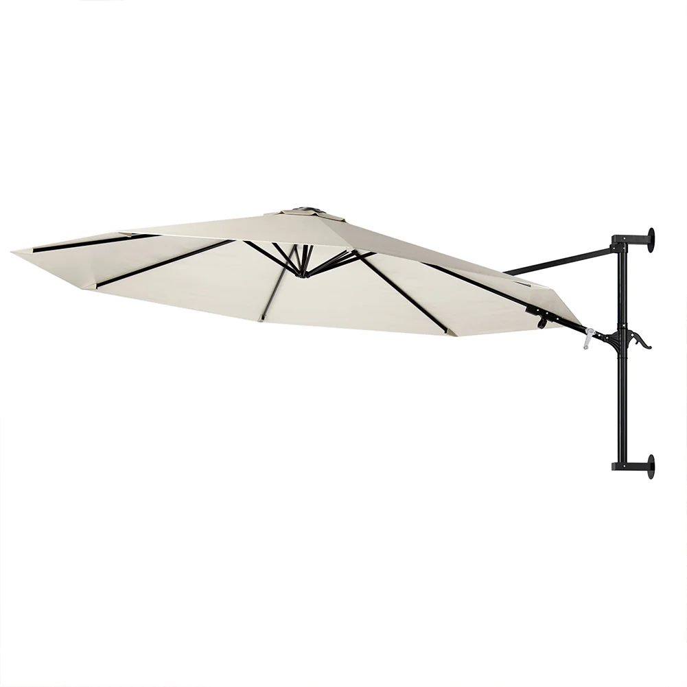 Ombrellone a muro 300 cm Parasole Parete Struttura Metallo Gazebo Air Vent Beige - Image 6