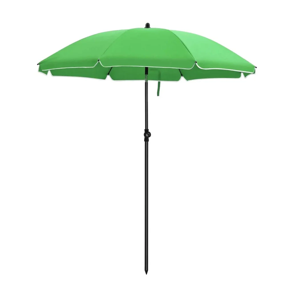 Ombrellone da giardino diametro 1,6 m parasole UPF 50+ inclinabile portatile resistente al vento stecche in fibra di vetro con borsa verde 12_0001644