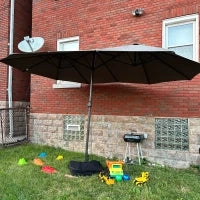 Ombrellone da Giardino XXL 4,6L x 2,7l x 2,4H cm con Base a Croce, Apertura e Chiusura con Manovella, Acciaio e Poliestere ad Alta Densità, Grigio - Image 3