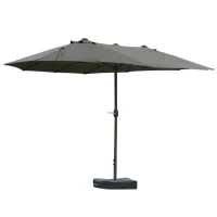 Ombrellone da Giardino XXL 4,6L x 2,7l x 2,4H cm con Base a Croce, Apertura e Chiusura con Manovella, Acciaio e Poliestere ad Alta Densità, Grigio - Image 5
