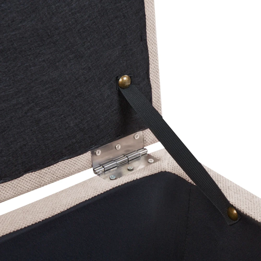 Ottomana Beige 100 x 42 x 40 cm in tessuto poliestere Poggiapiedi imbottito Soggiorno Stile Moderno - Image 6