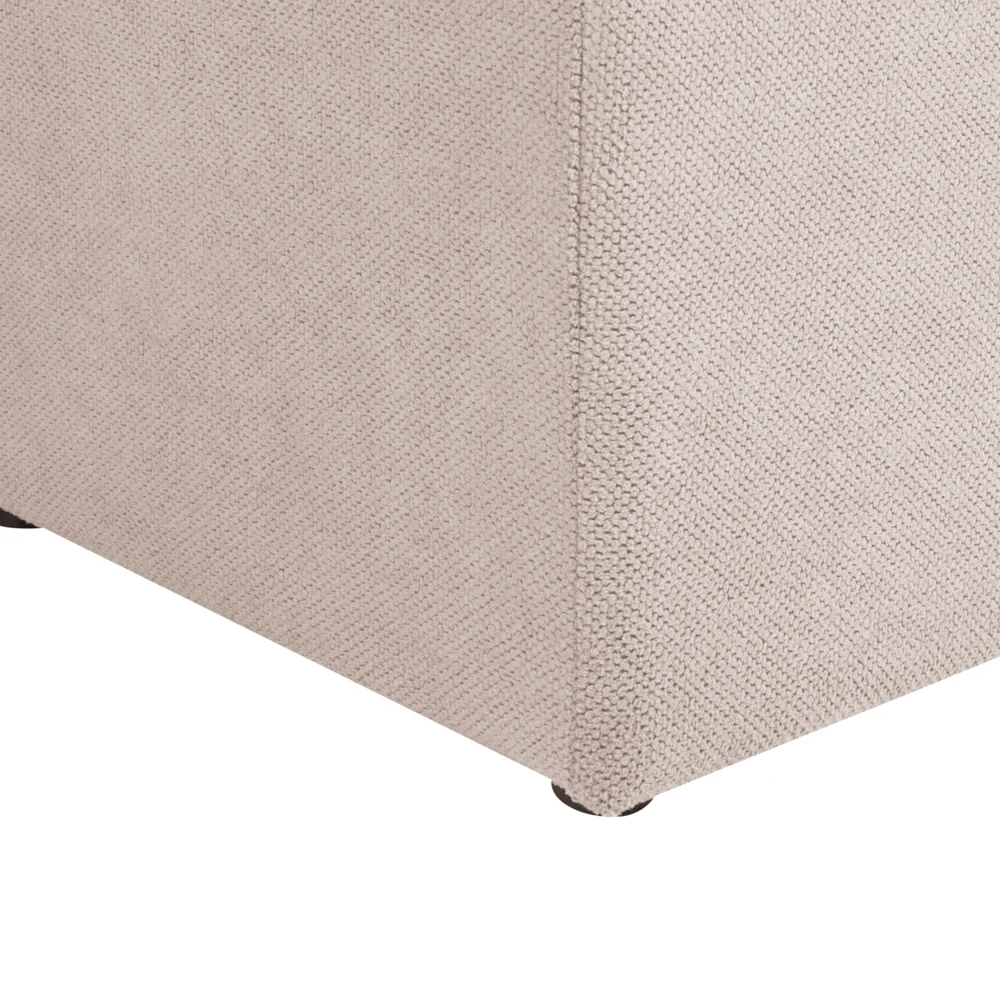 Ottomana Beige 100 x 42 x 40 cm in tessuto poliestere Poggiapiedi imbottito Soggiorno Stile Moderno - Image 7
