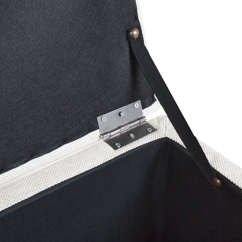 Ottomana Bianco Sporco 100 x 42 x 40 cm in tessuto poliestere Poggiapiedi imbottito Soggiorno Stile Moderno - Image 6