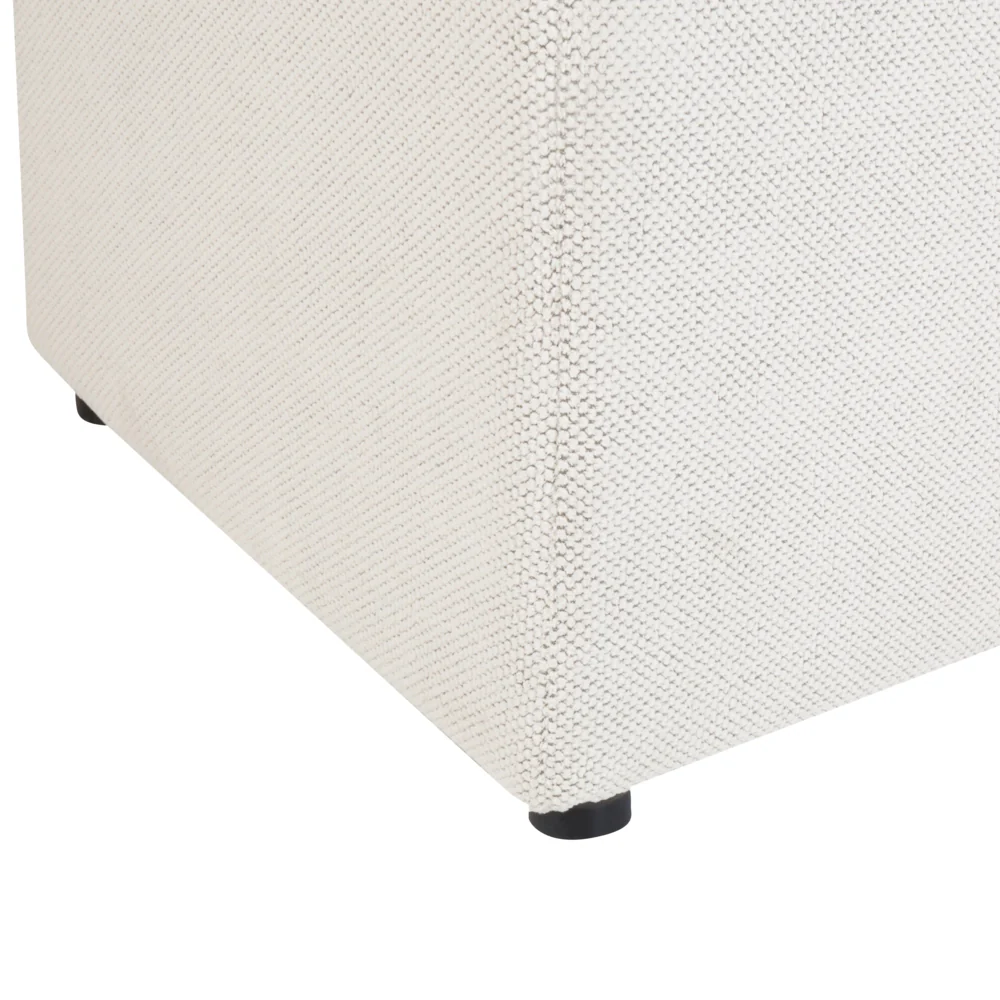 Ottomana Bianco Sporco 100 x 42 x 40 cm in tessuto poliestere Poggiapiedi imbottito Soggiorno Stile Moderno - Image 7