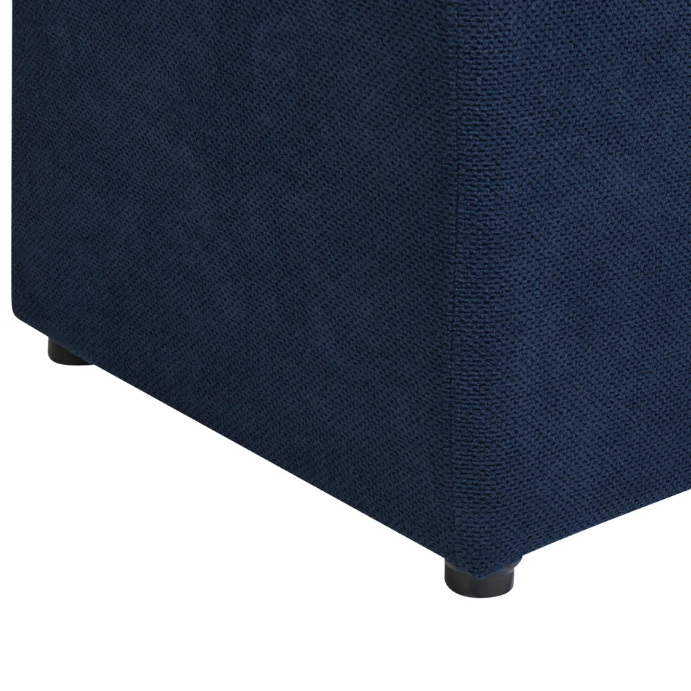 Ottomana Blu Marino 100 x 42 x 40 cm in tessuto poliestere Poggiapiedi imbottito Soggiorno Stile Moderno - Image 7