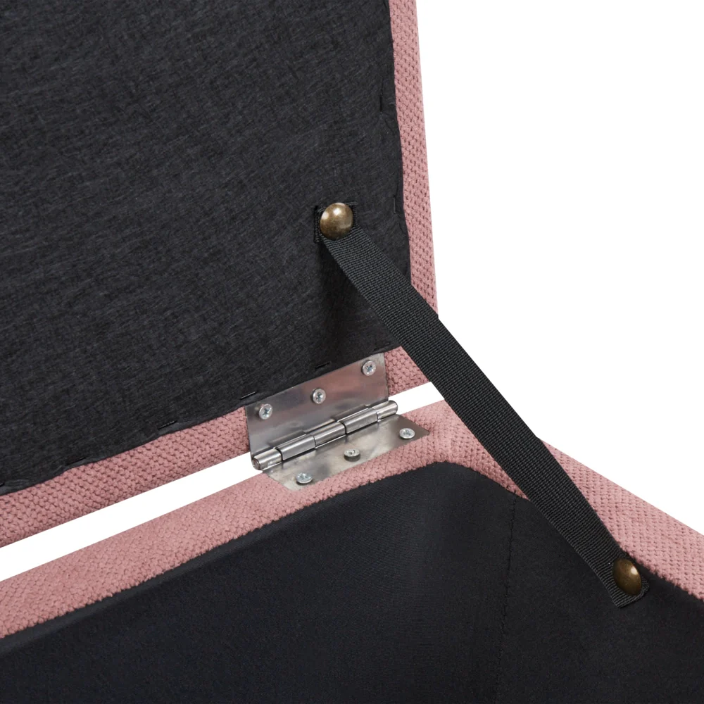 Ottomana Rosa 100 x 42 x 40 cm in tessuto poliestere Poggiapiedi imbottito Soggiorno Stile Moderno - Image 6