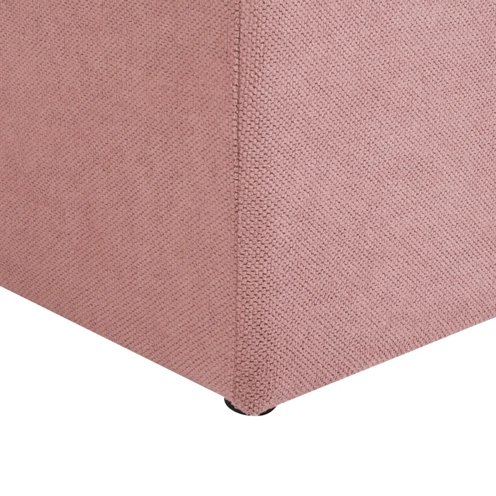 Ottomana Rosa 100 x 42 x 40 cm in tessuto poliestere Poggiapiedi imbottito Soggiorno Stile Moderno - Image 7