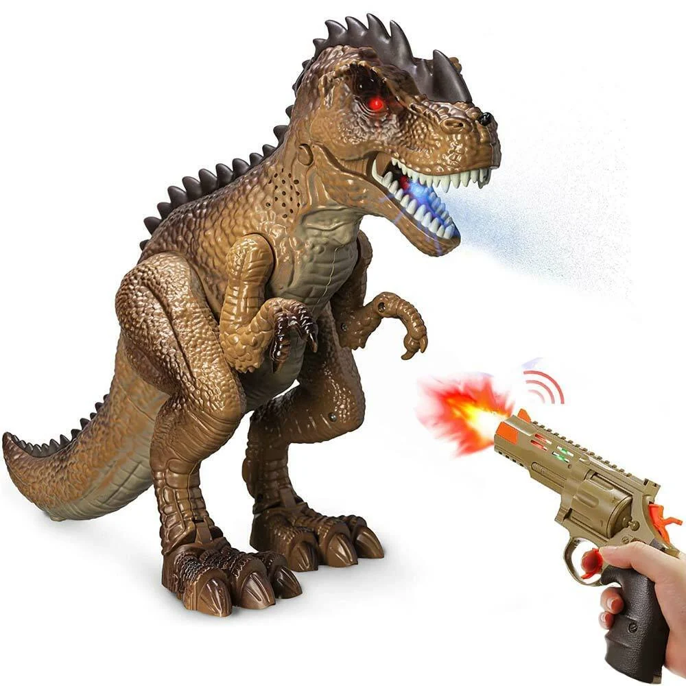 Palyset Dinosauro T-Rex Camminante + Pistola Giocattolo Bambini Luci Suoni Fumo - Image 5