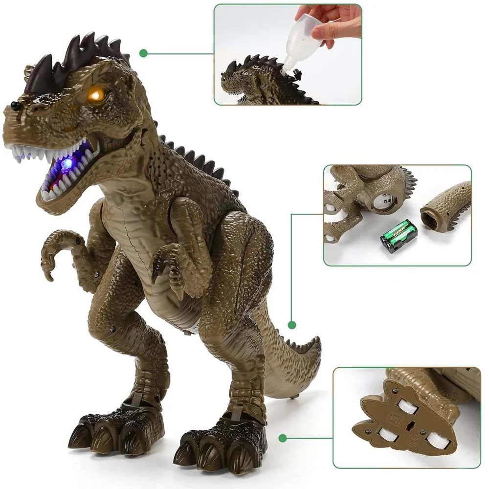 Palyset Dinosauro T-Rex Camminante + Pistola Giocattolo Bambini Luci Suoni Fumo - Image 8