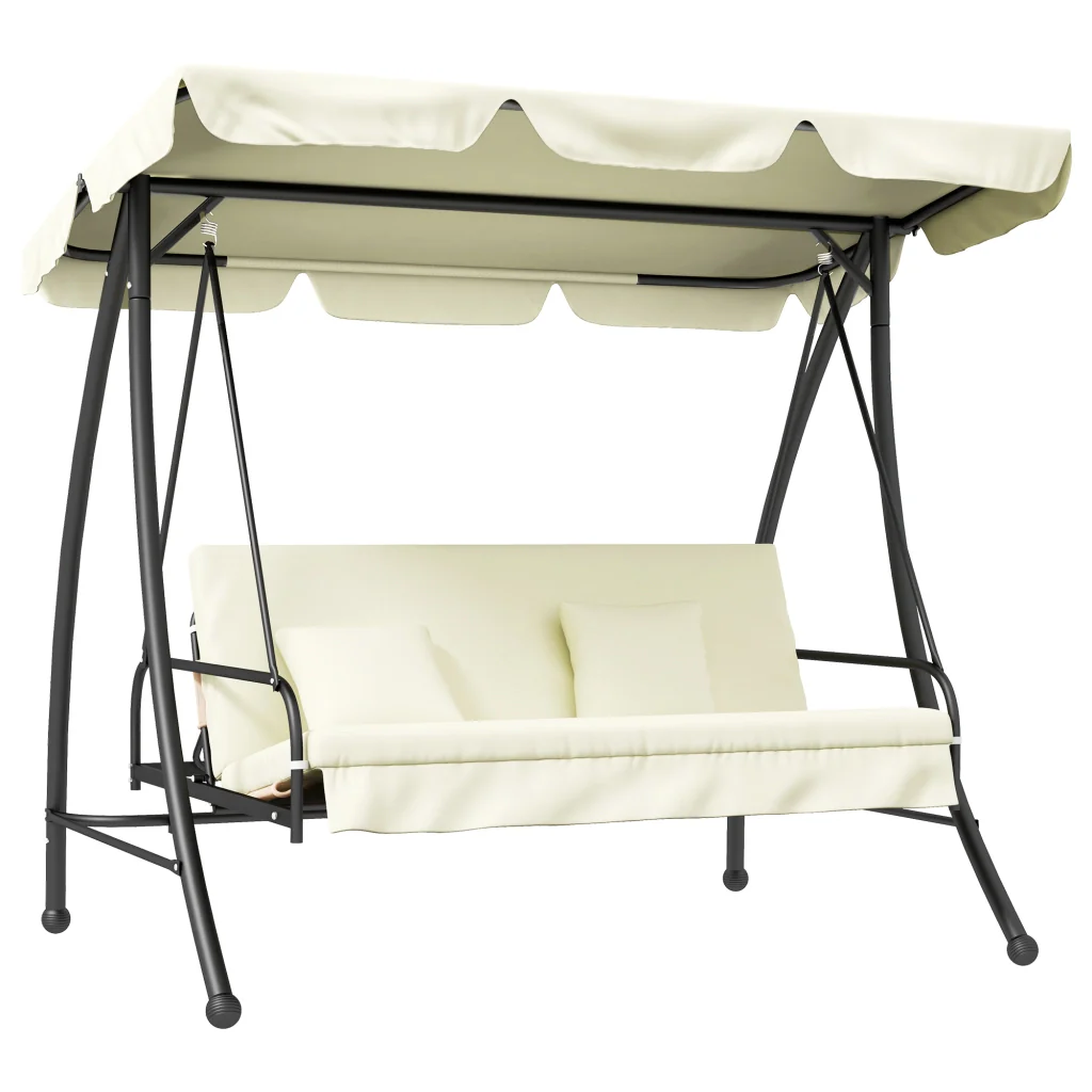 Panca basculante Relax 3-posto struttura metallica in tessuto metallico morbido 200×125×170cm bianco