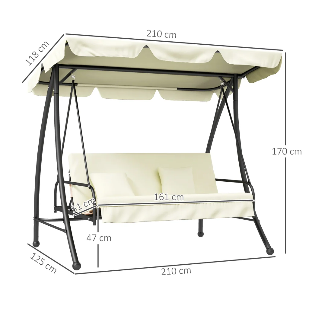 Panca basculante Relax 3-posto struttura metallica in tessuto metallico morbido 200×125×170cm bianco - Image 3