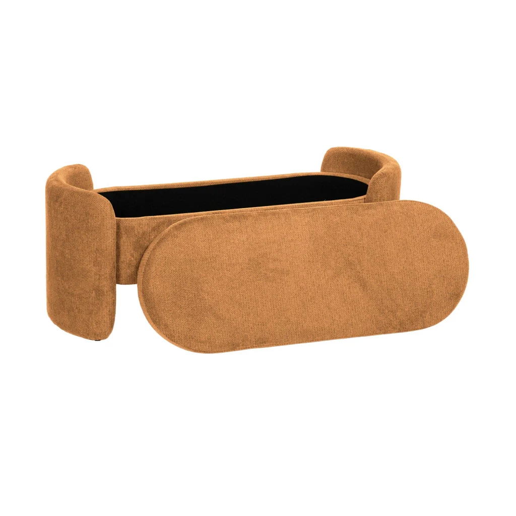 Panca contenitore, fondo letto contemporaneo in tessuto, ruggine - Image 3